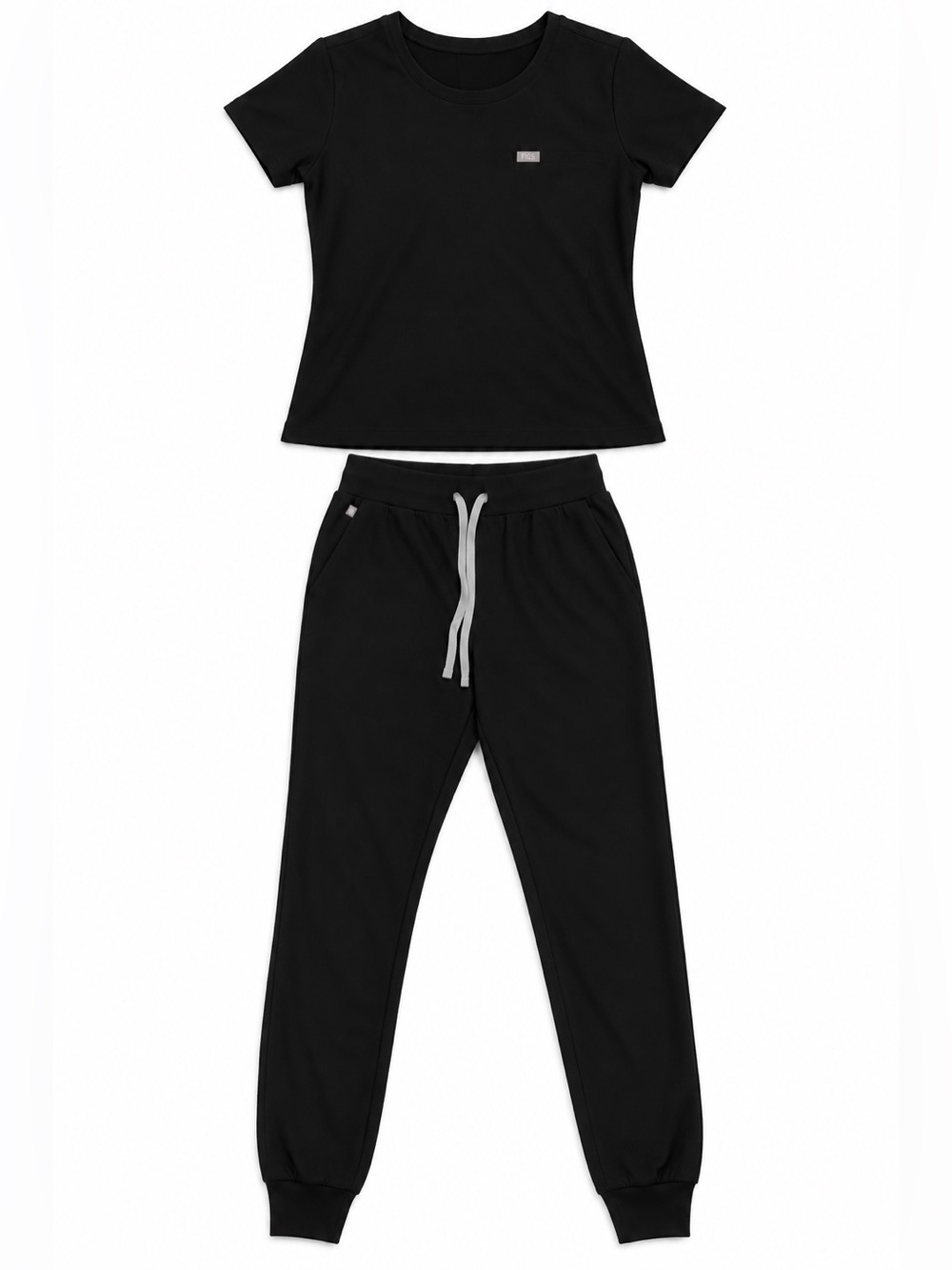 FIGS Technical Collection Black Scrub Set Top & Tall Jogger Pants Medium